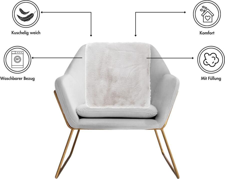 LUXOR living Vachtkussen Sierkussen Novara Imitatiebont vierkant 40x40 cm zeer zacht met vulling woonkamer (1 stuk) - Foto 6