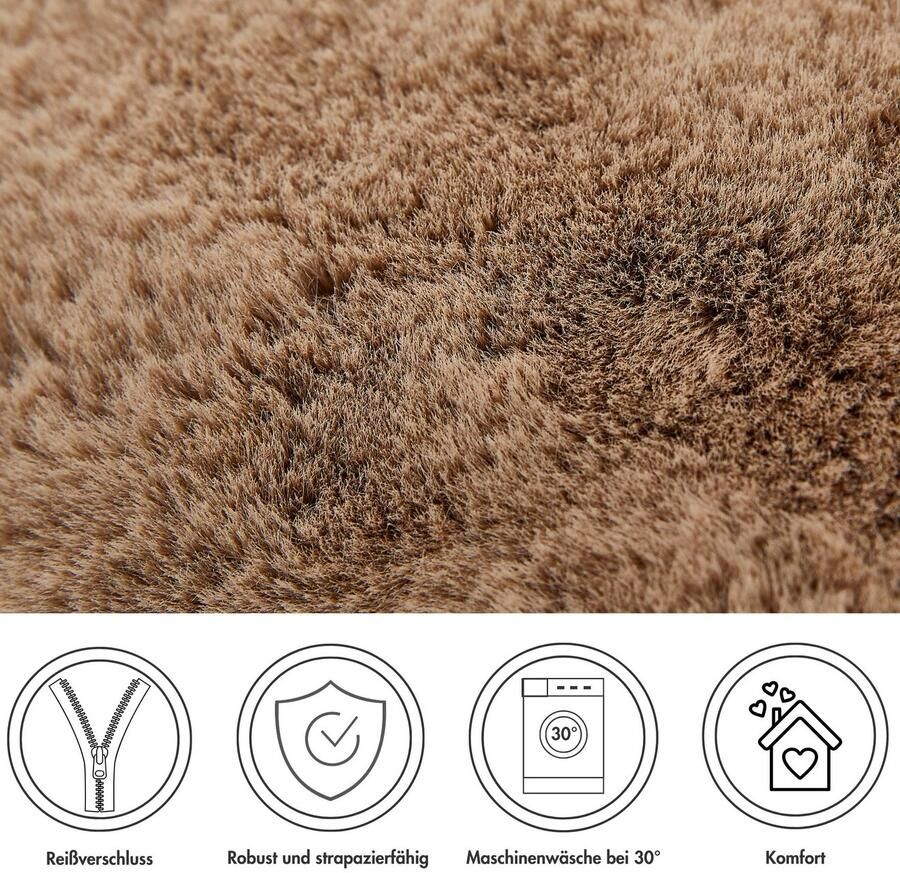 LUXOR living Vachtkussen Sierkussen Novara Imitatiebont vierkant 40x40 cm zeer zacht met vulling woonkamer (1 stuk) - Foto 3