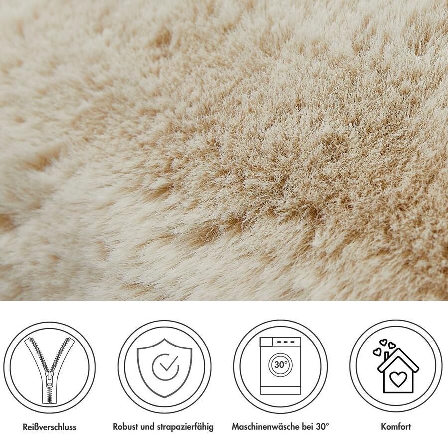 LUXOR living Vachtkussen Sierkussen Novara Imitatiebont vierkant 40x40 cm zeer zacht met vulling woonkamer (1 stuk) - Foto 3