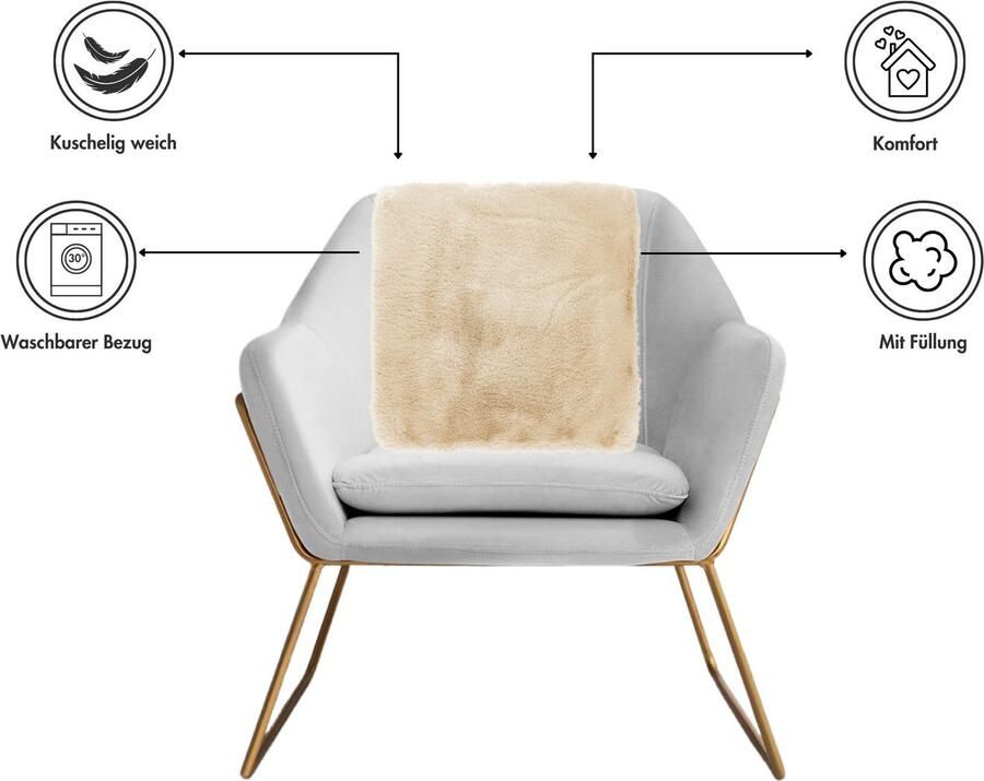 LUXOR living Vachtkussen Sierkussen Novara Imitatiebont vierkant 40x40 cm zeer zacht met vulling woonkamer (1 stuk) - Foto 6