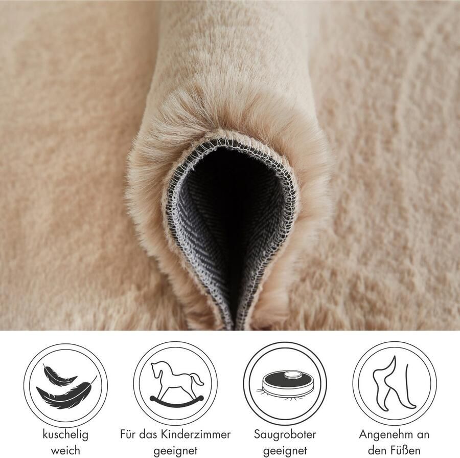 LUXOR living Vachtvloerkleed NOVARA Imitatiebont voelt als konijnenbont bijzonder zachte hoge pool - Foto 3