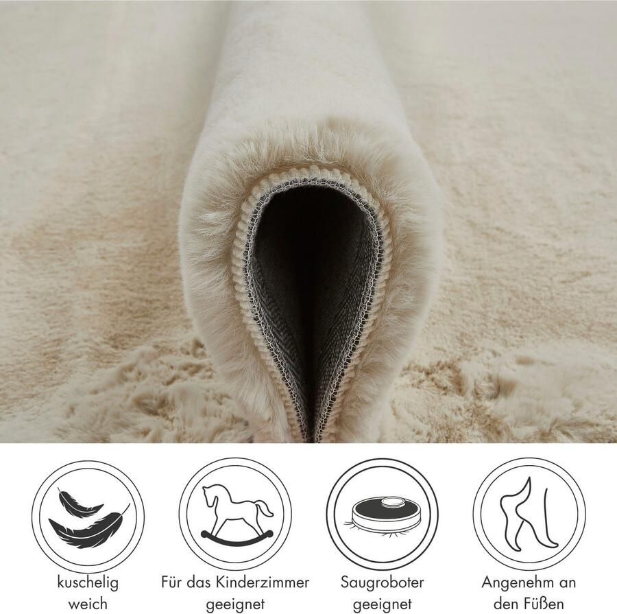 LUXOR living Vachtvloerkleed NOVARA Imitatiebont voelt als konijnenbont bijzonder zachte hoge pool - Foto 3