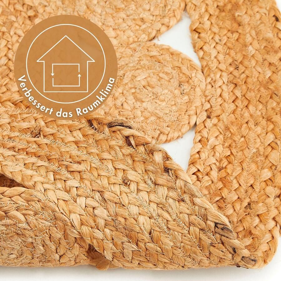 LUXOR living Vloerkleed Balo Jute tapijt pure natuurlijke vezel handgeweven vlechtontwerp - Foto 2