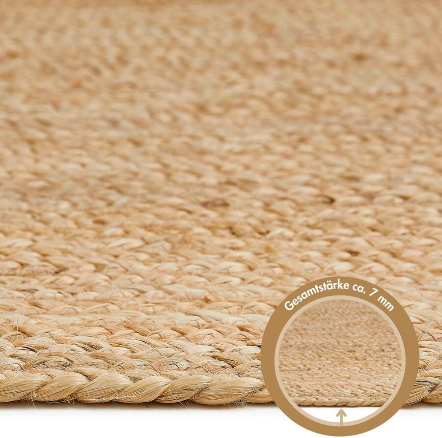 LUXOR living Vloerkleed Ibo jute tapijt Omkeerbaar tapijt handgeweven natuurlijke vezel Boho-stijl - Foto 2