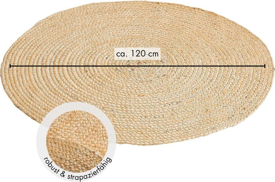 LUXOR living Vloerkleed Ibo jute tapijt Omkeerbaar tapijt handgeweven natuurlijke vezel Boho-stijl woonkamer - Foto 7