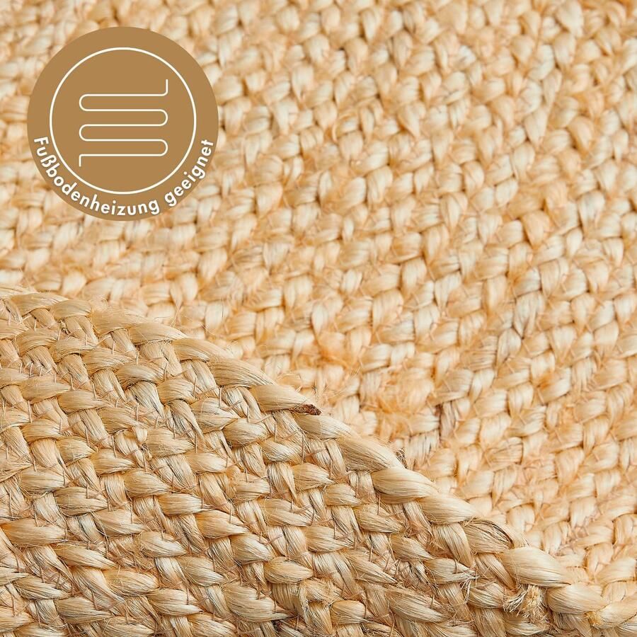 LUXOR living Vloerkleed Ibo jute tapijt Omkeerbaar tapijt handgeweven natuurlijke vezel Boho-stijl woonkamer