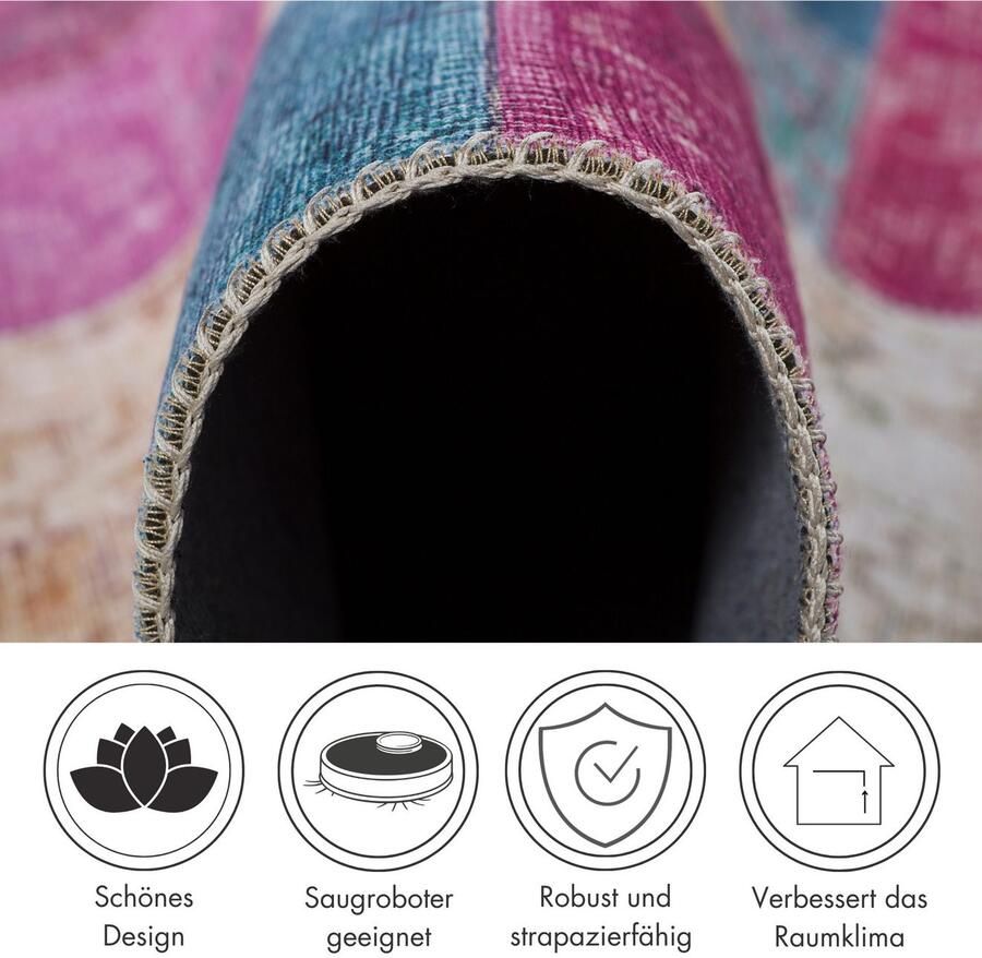 LUXOR living Vloerkleed Prima 2 Korte pool patchwork motief vintage-design woonkamer - Foto 3