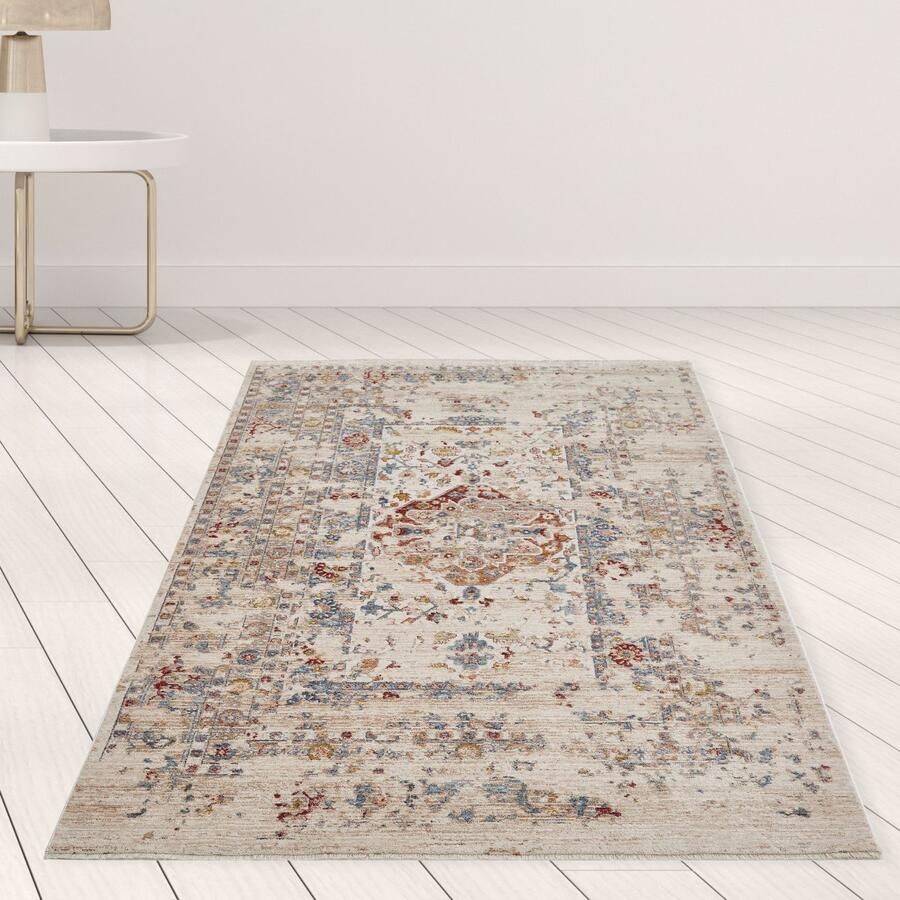 LUXOR living Vloerkleed Rocco Vintage-look bloemig ontwerp met franjes woonkamer slaapkamer - Foto 3