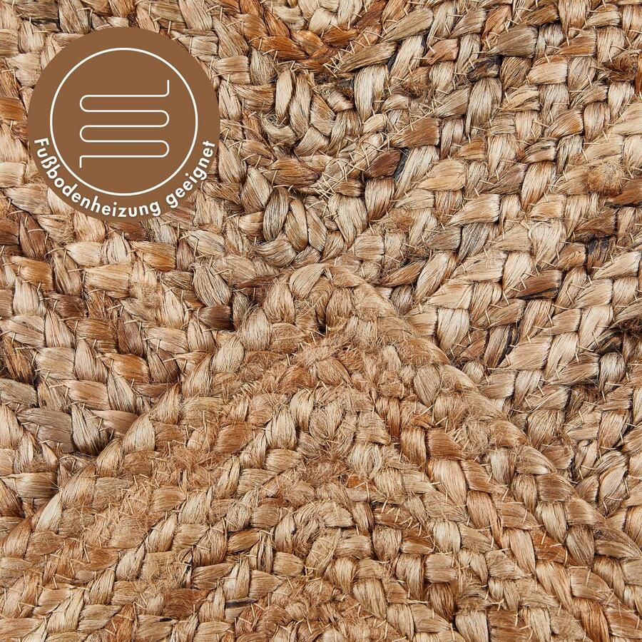 LUXOR living Vloerkleed Salo Jute tapijt handgeweven vlechtontwerp 100% natuurlijke vezel