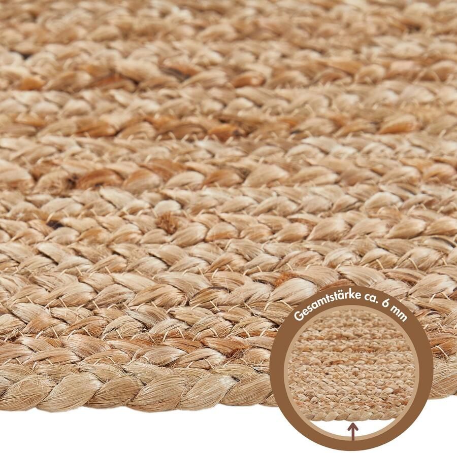 LUXOR living Vloerkleed Salo Jute tapijt handgeweven vlechtontwerp 100% natuurlijke vezel - Foto 3