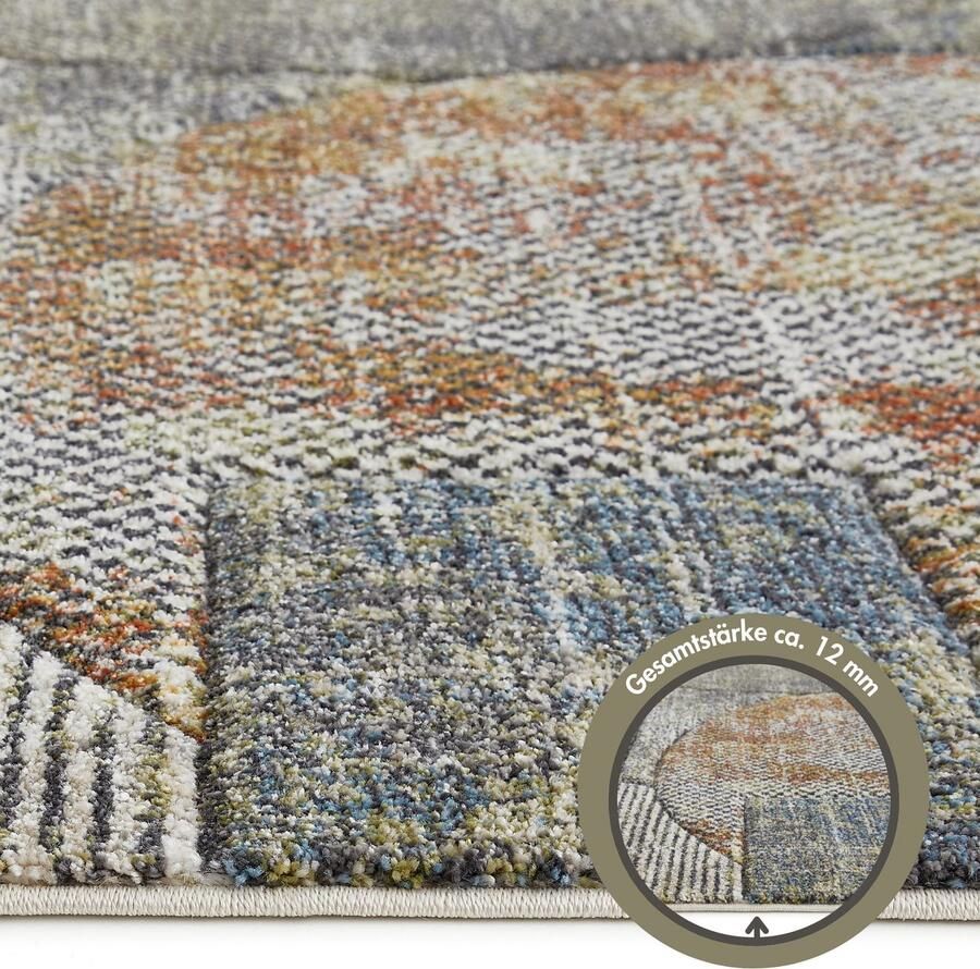 LUXOR living Vloerkleed Toronto Kortpolig modern patchwork-ontwerp hoog-laag structuur woonkamer - Foto 3