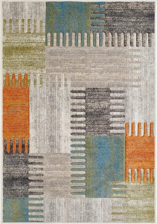 LUXOR living Vloerkleed Toronto Kortpolig modern patchwork-ontwerp hoog-laag structuur woonkamer - Foto 4