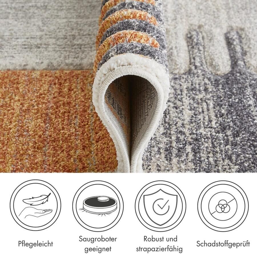 LUXOR living Vloerkleed Toronto Kortpolig modern patchwork-ontwerp hoog-laag structuur woonkamer - Foto 3