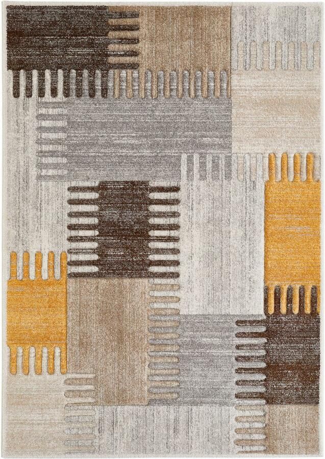 LUXOR living Vloerkleed Toronto Kortpolig modern patchwork-ontwerp hoog-laag structuur woonkamer - Foto 4