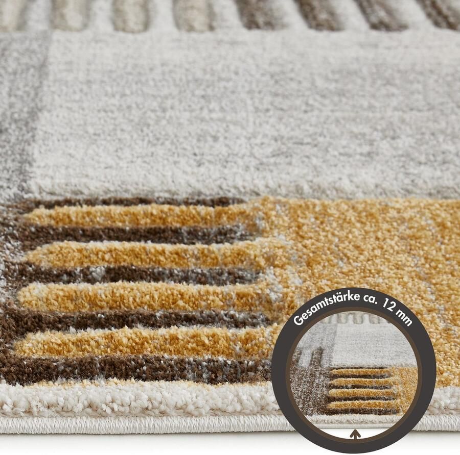 LUXOR living Vloerkleed Toronto Kortpolig modern patchwork-ontwerp hoog-laag structuur woonkamer - Foto 2