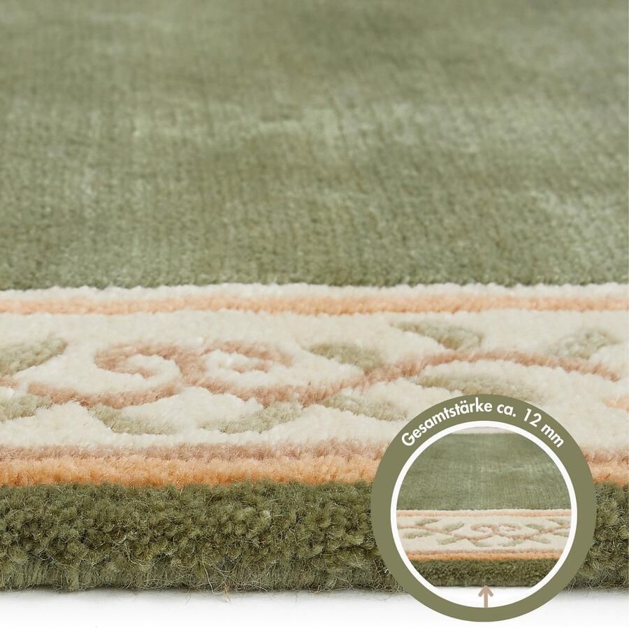 LUXOR living Wollen kleed Giza 100% wol handgeknoopt met bies en franjes - Foto 3
