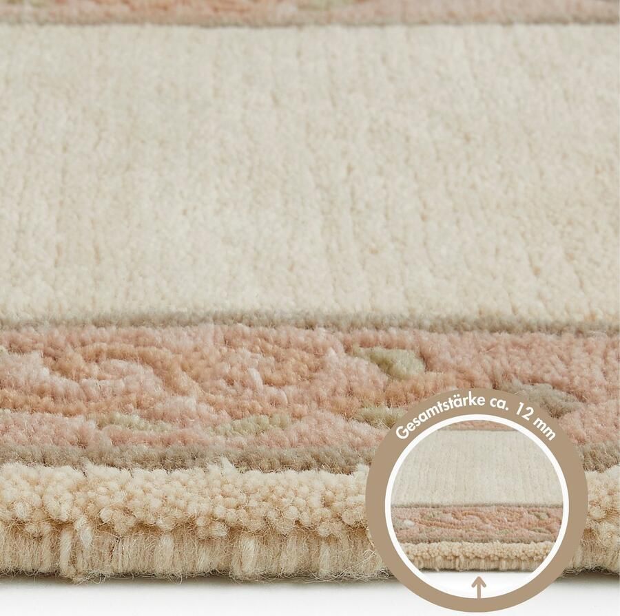 LUXOR living Wollen kleed Giza 100% wol handgeknoopt met bies en franjes - Foto 3