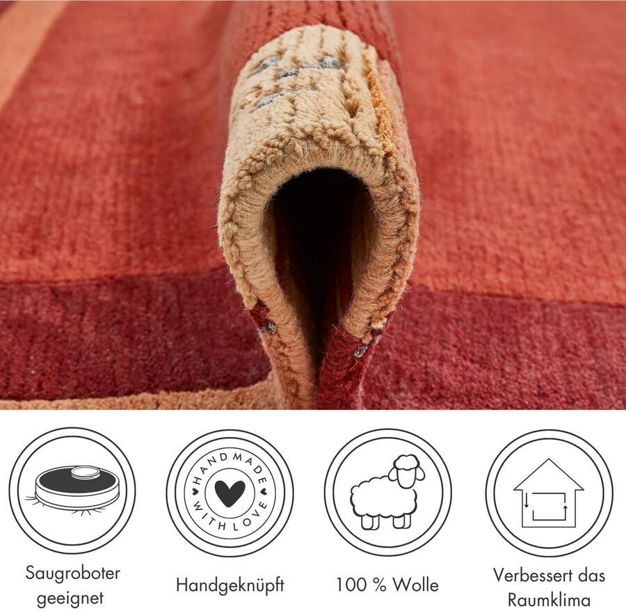 LUXOR living Wollen kleed India zuivere wol met de hand geknoopt met randdessin ook als loper - Foto 4
