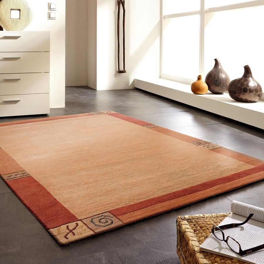 LUXOR living Wollen kleed India zuivere wol met de hand geknoopt met randdessin ook als loper