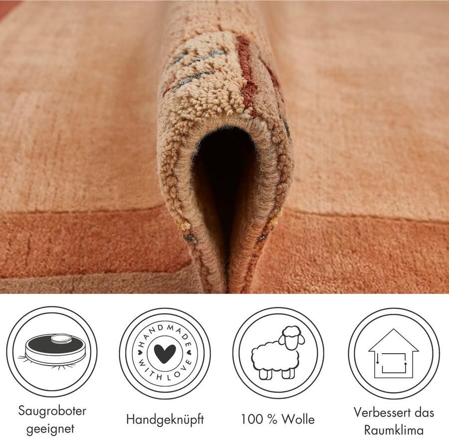 LUXOR living Wollen kleed India zuivere wol met de hand geknoopt met randdessin ook als loper - Foto 4