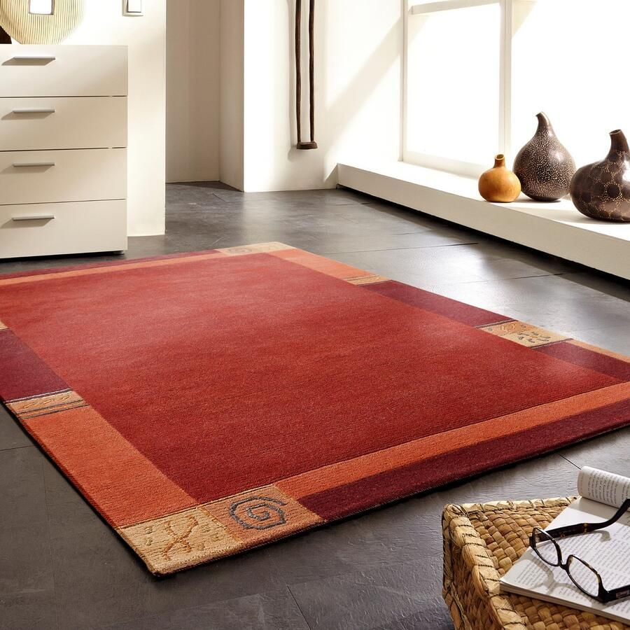 LUXOR living Wollen kleed India zuivere wol met de hand geknoopt met randdessin ook als loper