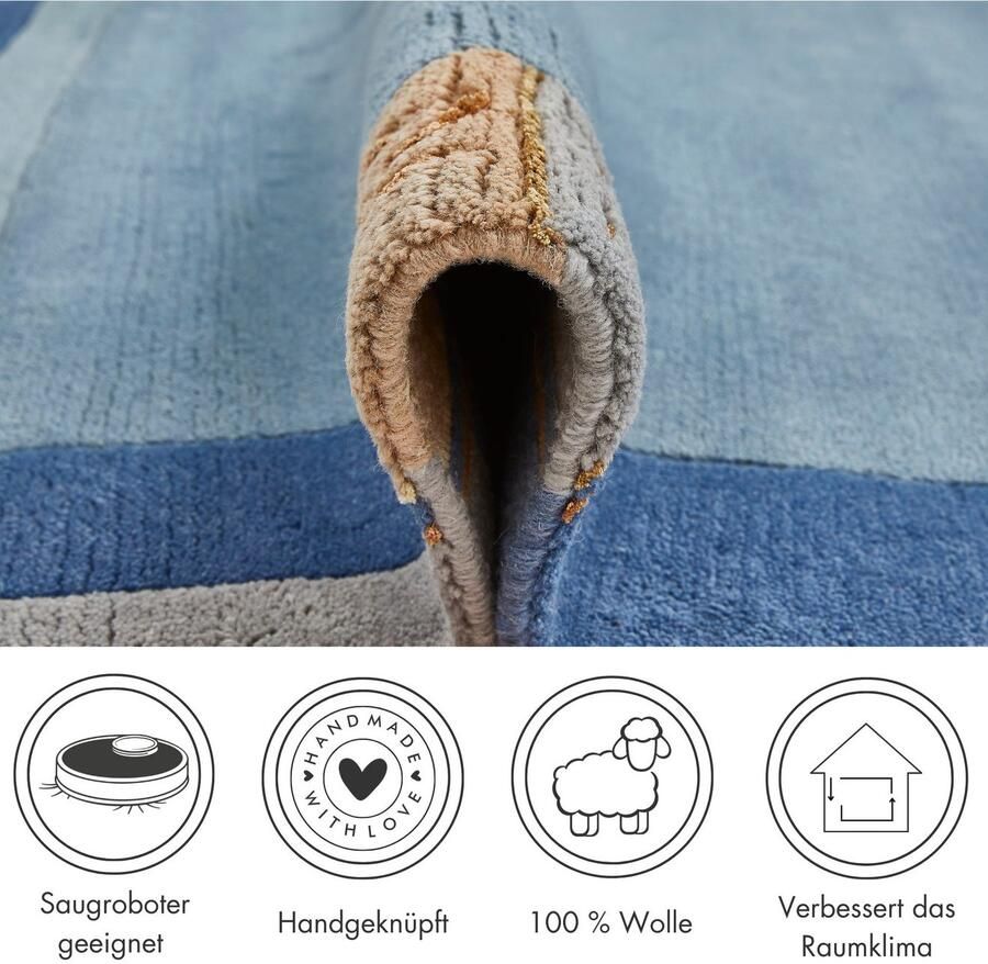 LUXOR living Wollen kleed India zuivere wol met de hand geknoopt met randdessin - Foto 4