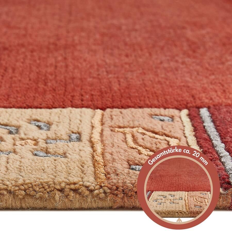 LUXOR living Wollen kleed India zuivere wol met de hand geknoopt met randdessin ook als loper - Foto 3