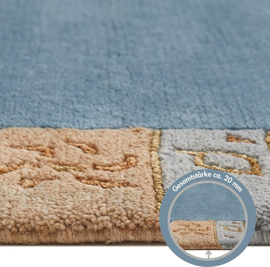 LUXOR living Wollen kleed India zuivere wol met de hand geknoopt met randdessin ook als loper - Foto 3