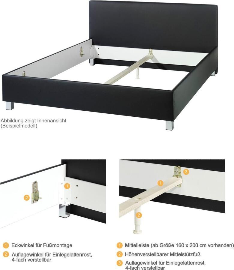 Maintal Gestoffeerd bed Bloomington Zijkanten van het bed zelf te monteren zonder bedkist