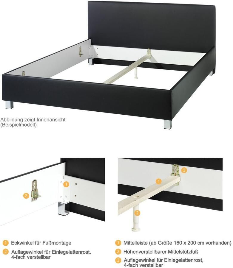 Maintal Gestoffeerd bed Friant Zijkanten van het bed zelf te monteren zonder bedkist