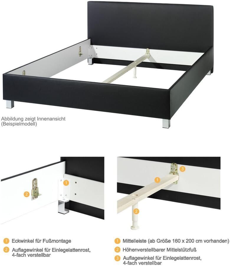 Maintal Gestoffeerd bed Gustine Zijkanten van het bed zelf te monteren zonder bedkist