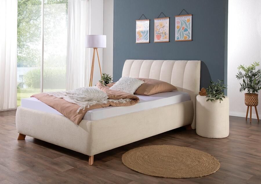 Maintal Gestoffeerd bed Hügeldorf inclusief bedlade verkrijgbaar in h2 h3 & h4 van cord bekleding - Foto 8