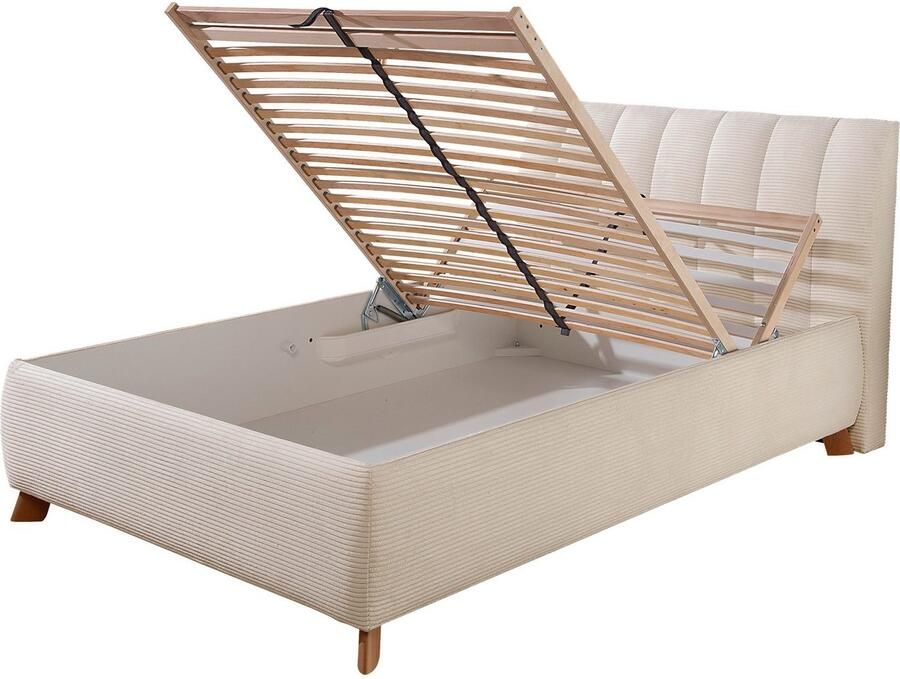 Maintal Gestoffeerd bed Hügeldorf inclusief bedlade verkrijgbaar in h2 h3 & h4 van cord bekleding - Foto 3