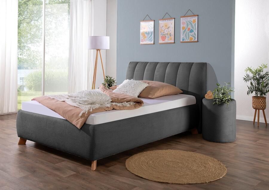 Maintal Gestoffeerd bed Hügeldorf inclusief bedlade verkrijgbaar in h2 h3 & h4 van cord bekleding - Foto 7