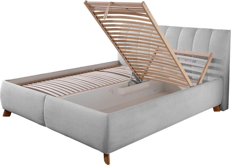 Maintal Gestoffeerd bed Hügeldorf inclusief bedlade verkrijgbaar in h2 h3 & h4 van cord bekleding - Foto 3