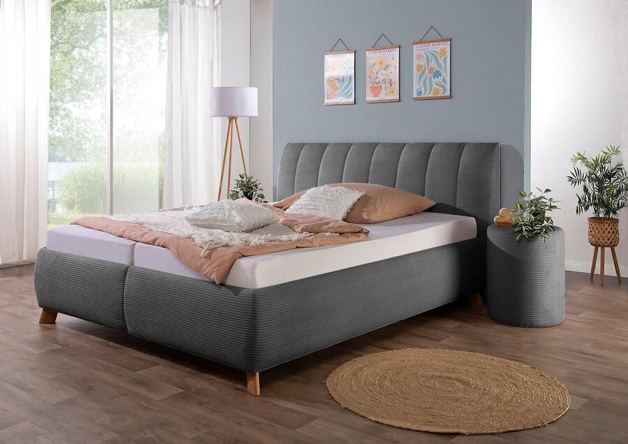 Maintal Gestoffeerd bed Hügeldorf inclusief bedlade verkrijgbaar in h2 h3 & h4 van cord bekleding - Foto 8