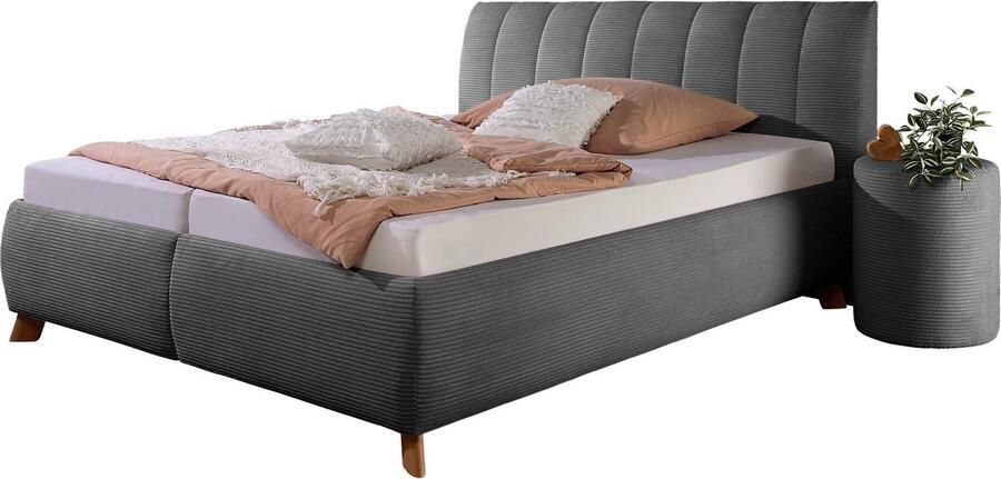 Maintal Gestoffeerd bed Hügeldorf inclusief bedlade verkrijgbaar in h2 h3 & h4 van cord bekleding - Foto 7