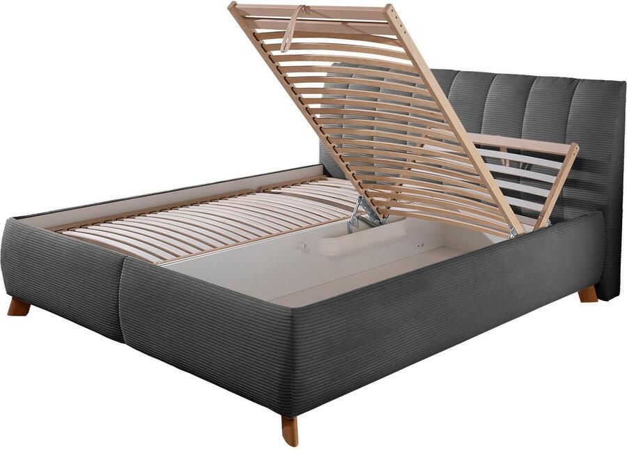 Maintal Gestoffeerd bed Hügeldorf inclusief bedlade verkrijgbaar in h2 h3 & h4 van cord bekleding - Foto 3