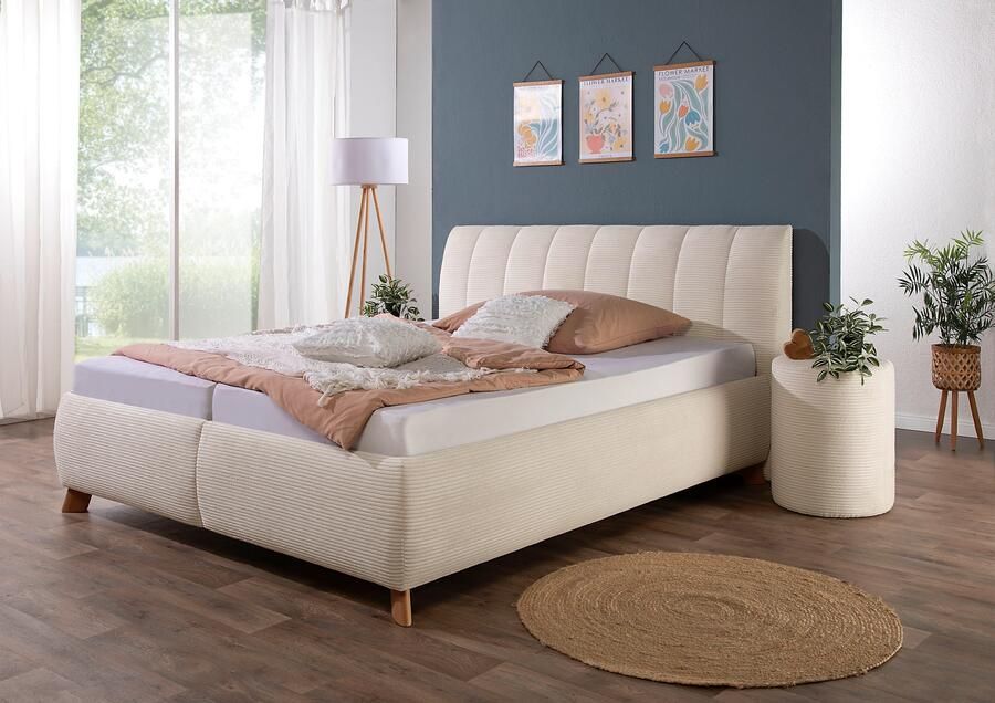 Maintal Gestoffeerd bed Hügeldorf inclusief bedlade verkrijgbaar in h2 h3 & h4 van cord bekleding - Foto 8