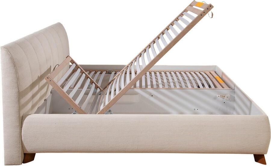 Maintal Gestoffeerd bed Hügeldorf inclusief bedlade verkrijgbaar in h2 h3 & h4 van cord bekleding - Foto 6