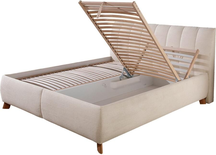 Maintal Gestoffeerd bed Hügeldorf inclusief bedlade verkrijgbaar in h2 h3 & h4 van cord bekleding - Foto 3