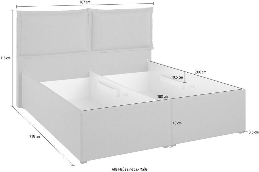Maintal Gestoffeerd bed Lyara naar keuze zonder matras of kies uit 3 matrassoorten - Foto 2