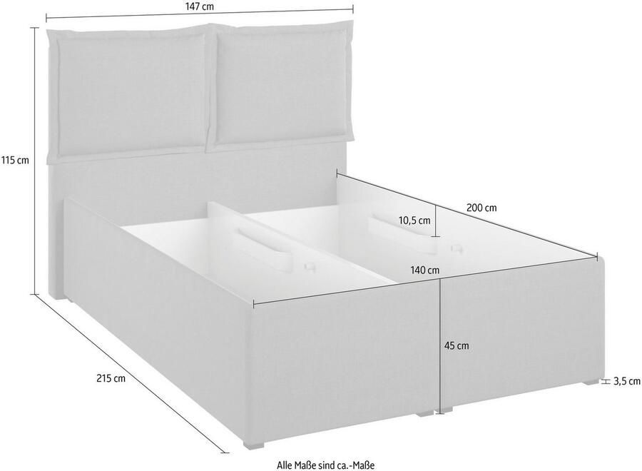 Maintal Gestoffeerd bed Lyara naar keuze zonder matras of kies uit 3 matrassoorten - Foto 2