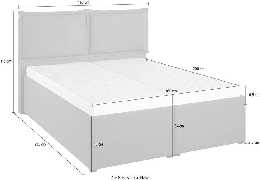 Maintal Gestoffeerd bed Lyara naar keuze zonder matras of kies uit 3 matrassoorten - Foto 2