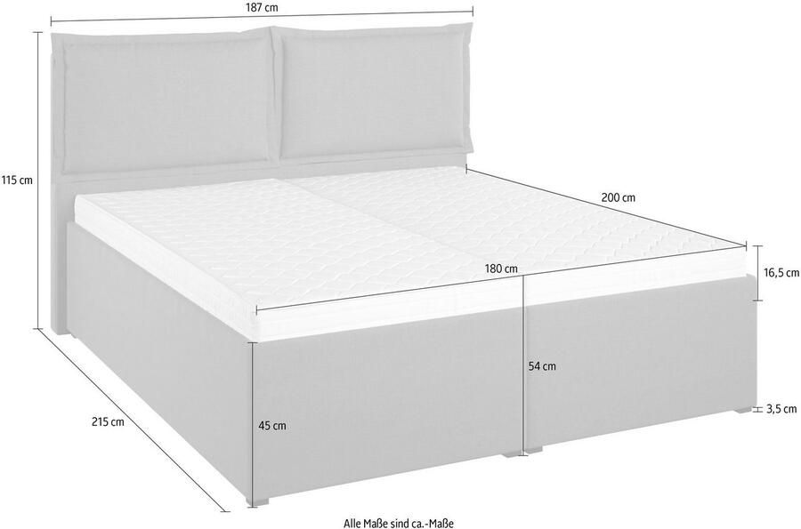 Maintal Gestoffeerd bed Lyara naar keuze zonder matras of kies uit 3 matrassoorten - Foto 2