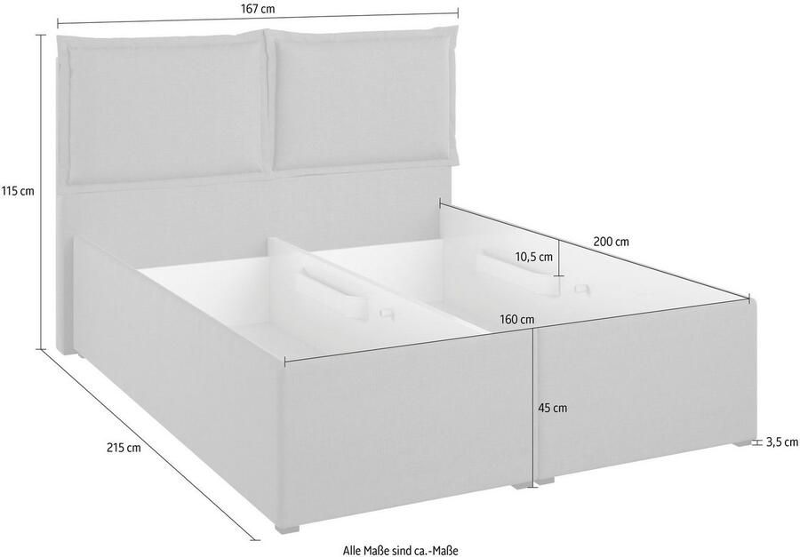 Maintal Gestoffeerd bed Lyara naar keuze zonder matras of kies uit 3 matrassoorten - Foto 2