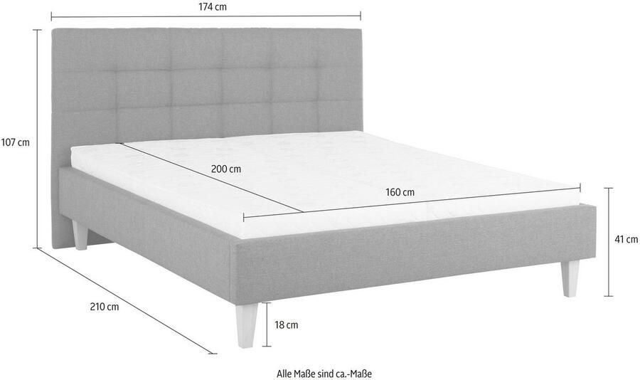 Maintal Gestoffeerd bed Tom in 4 breedten zonder matras of met koudschuim resp. binnenveringsmatras - Foto 6