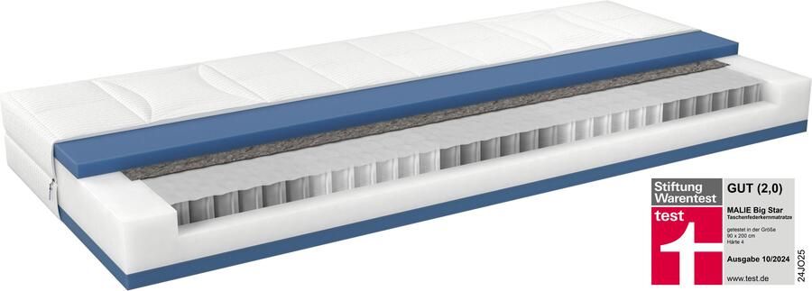 Malie Pocketveringsmatras Big Star 5 Zones Matras 90x200 cm 140x200 cm & andere maten hoogte 22 cm - Foto 7