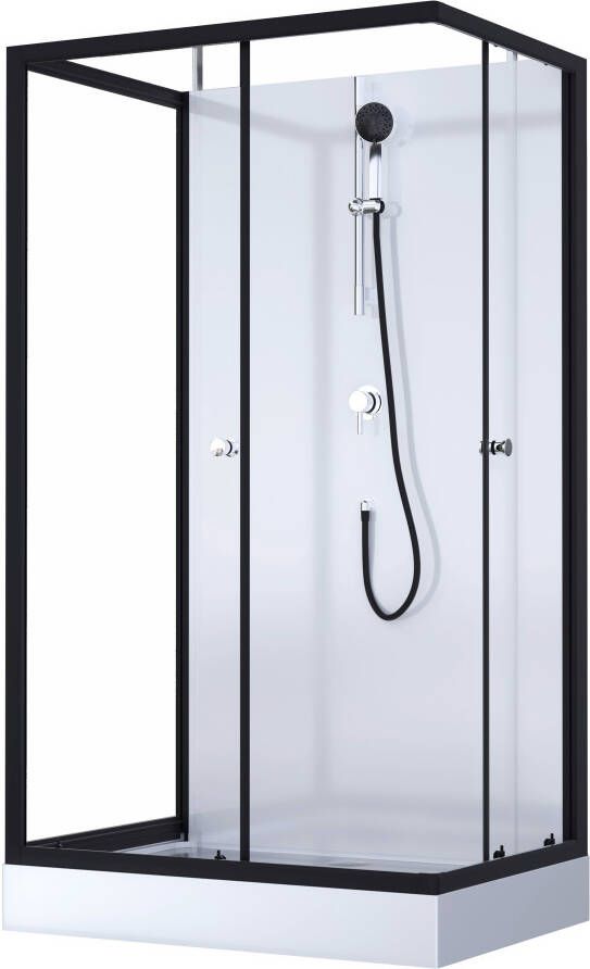 Marwell Complete douche Black and White inclusief kranen 110 cm x 80 cm