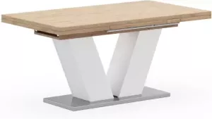 Mäusbacher Eettafel Comfort D met v-frame in wit en met uittrekfunctie breedte 160-260 cm
